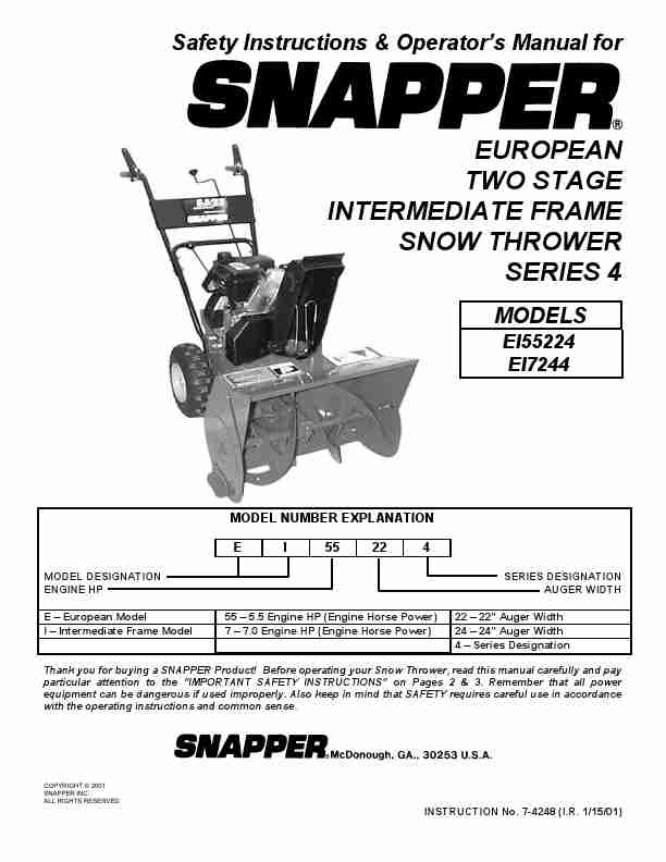 Snapper Snow Blower EI55224, EI7244-page_pdf